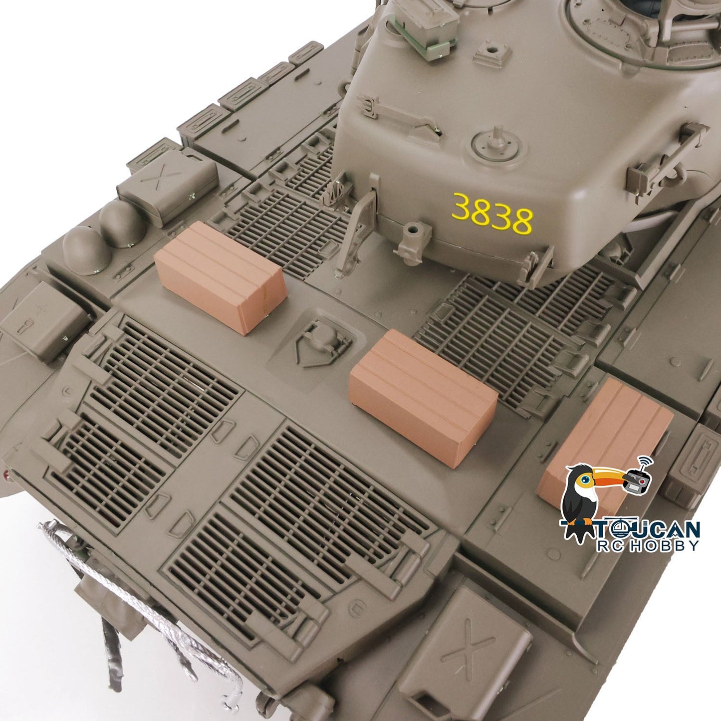 TOUCAN RC HOBBY Henglong 1/16 TK7.0 Customized USA M26 Pershing 3838 RTR RC Tank FPV BB IR 360 Degrees Turret Smoke Metal Tracks Drive Road Idlers Wheels Gearbox