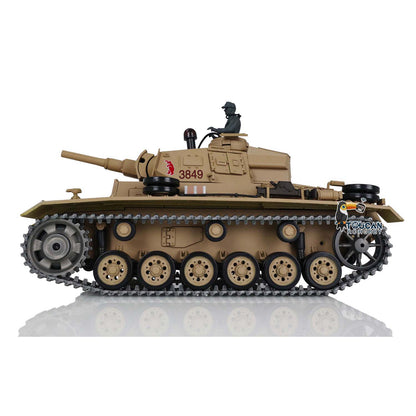 Henglong 1/16 Scale 7.0 Upgraded Panzer III H RTR RC Tank 3849 W/ 360 Degrees Turret Metal Tracks Barrel Gearbox