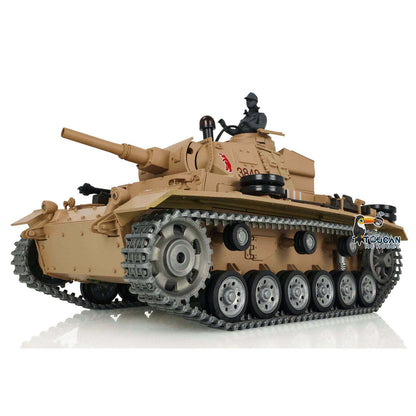 In Stock Henglong 1/16 7.0 Customized Panzer III H RTR RC Tank 3849 Heavy Model Metal Tracks Wheels Radio Controller 360 Degree Turret Rotation Infrared Combating Receiver & Transmitter