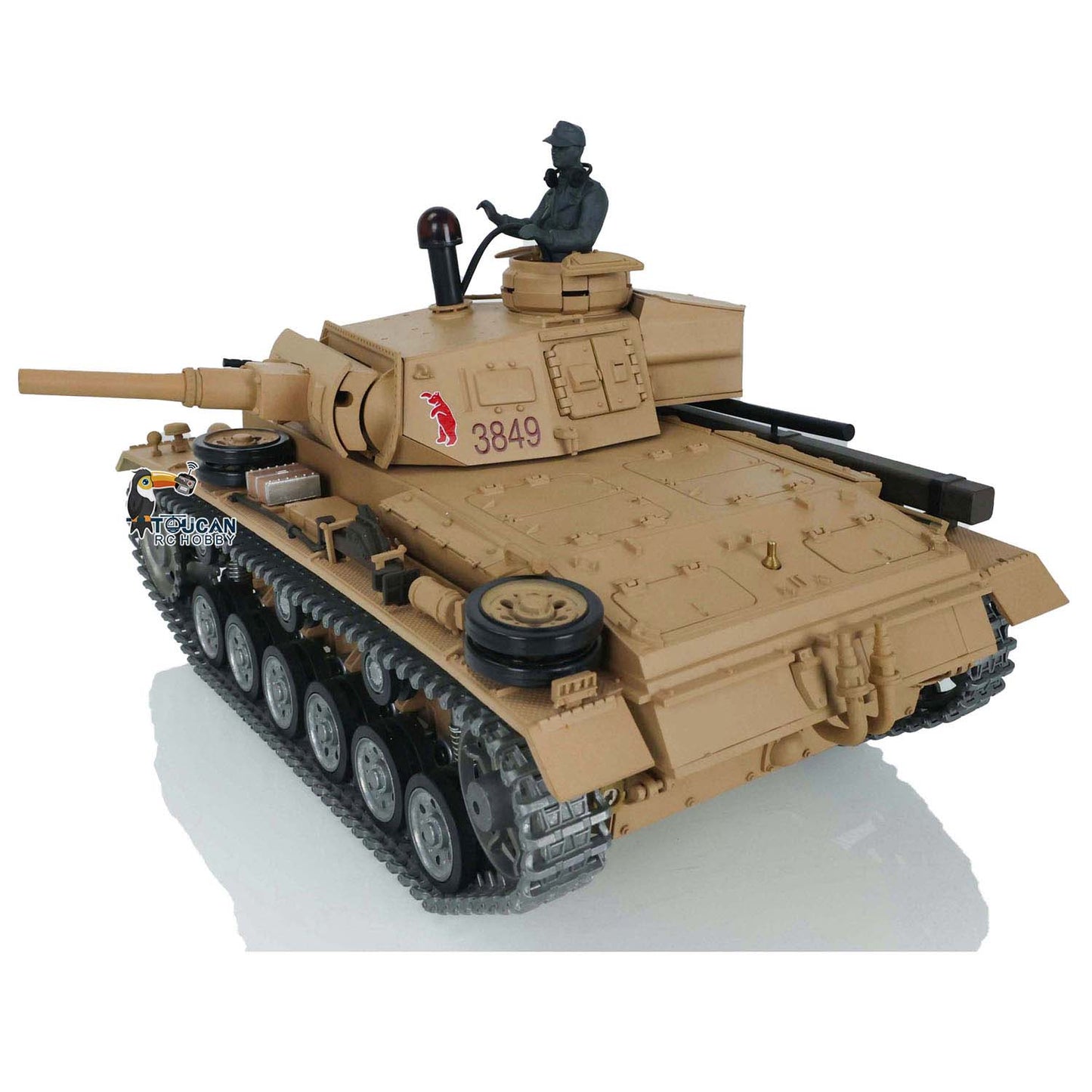 In Stock Henglong 1/16 7.0 Customized Panzer III H RTR RC Tank 3849 Heavy Model Metal Tracks Wheels Radio Controller 360 Degree Turret Rotation Infrared Combating Receiver & Transmitter