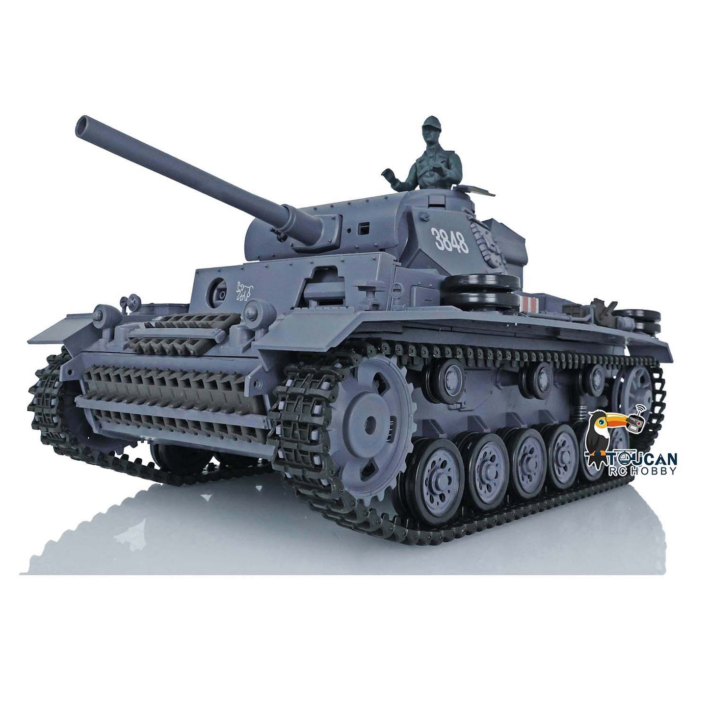 TOUCAN RC HOBBY Henglong Plastic 1/16 TK7.0 German Panzer III H L RTR RC Tank 3848/3849 360 Degrees Turret Smoke Infrared System BB Unit Sounds Lights Metal Barrel
