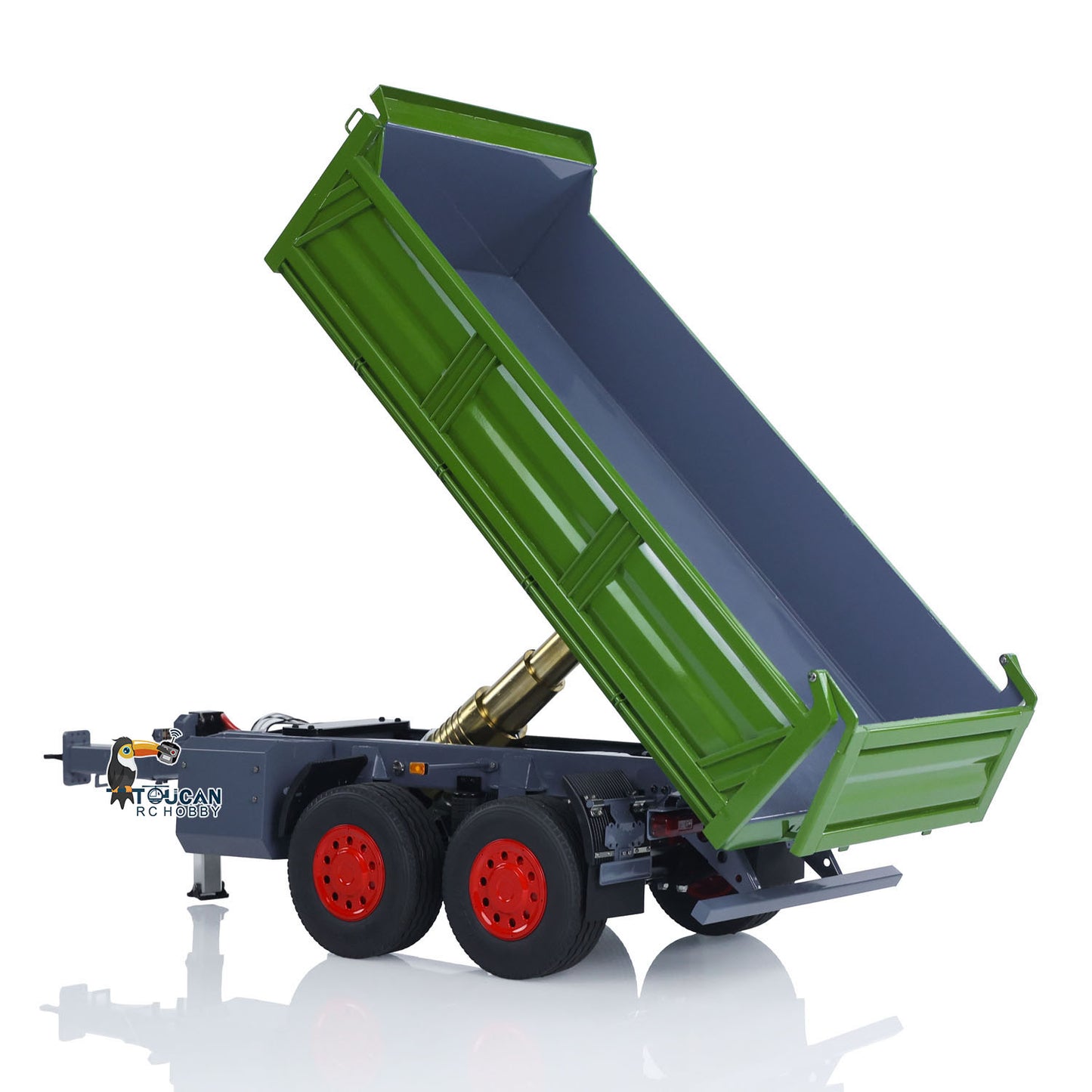 LESU A0051 1/14 Metal Hydraulic RC Full Trailer with Electric Support Legs LED Lights for RC Tractor Trucks Backyard Fun