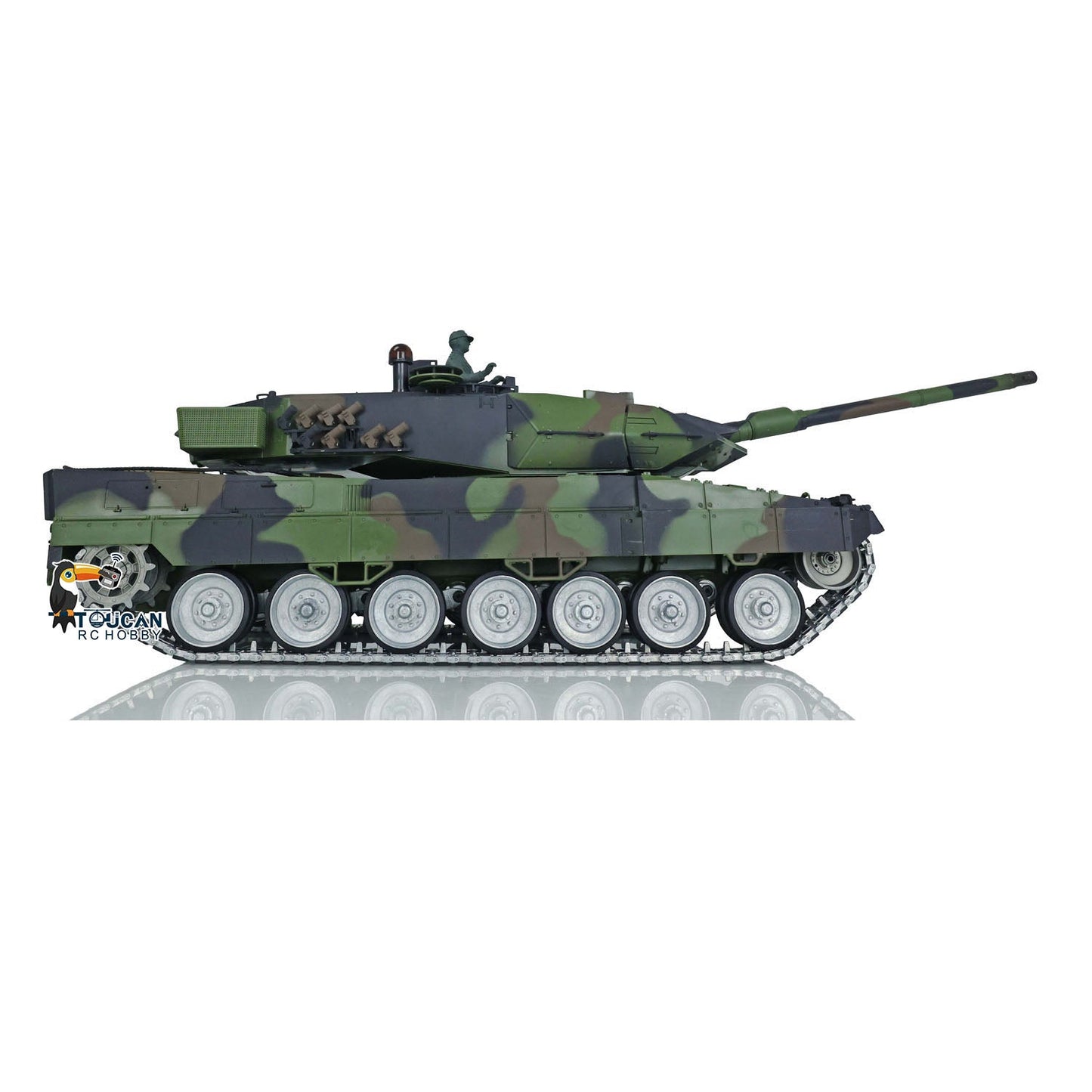 TOUCAN RC HOBBY Henglong 1/16 TK7.0 3889 Leopard2A6 RTR RC Tank 360 Degrees Turret Barrel Recoil Smoke BB IR Metal Single Rubber Tracks Sprockets Idlers Wheels Gearbox