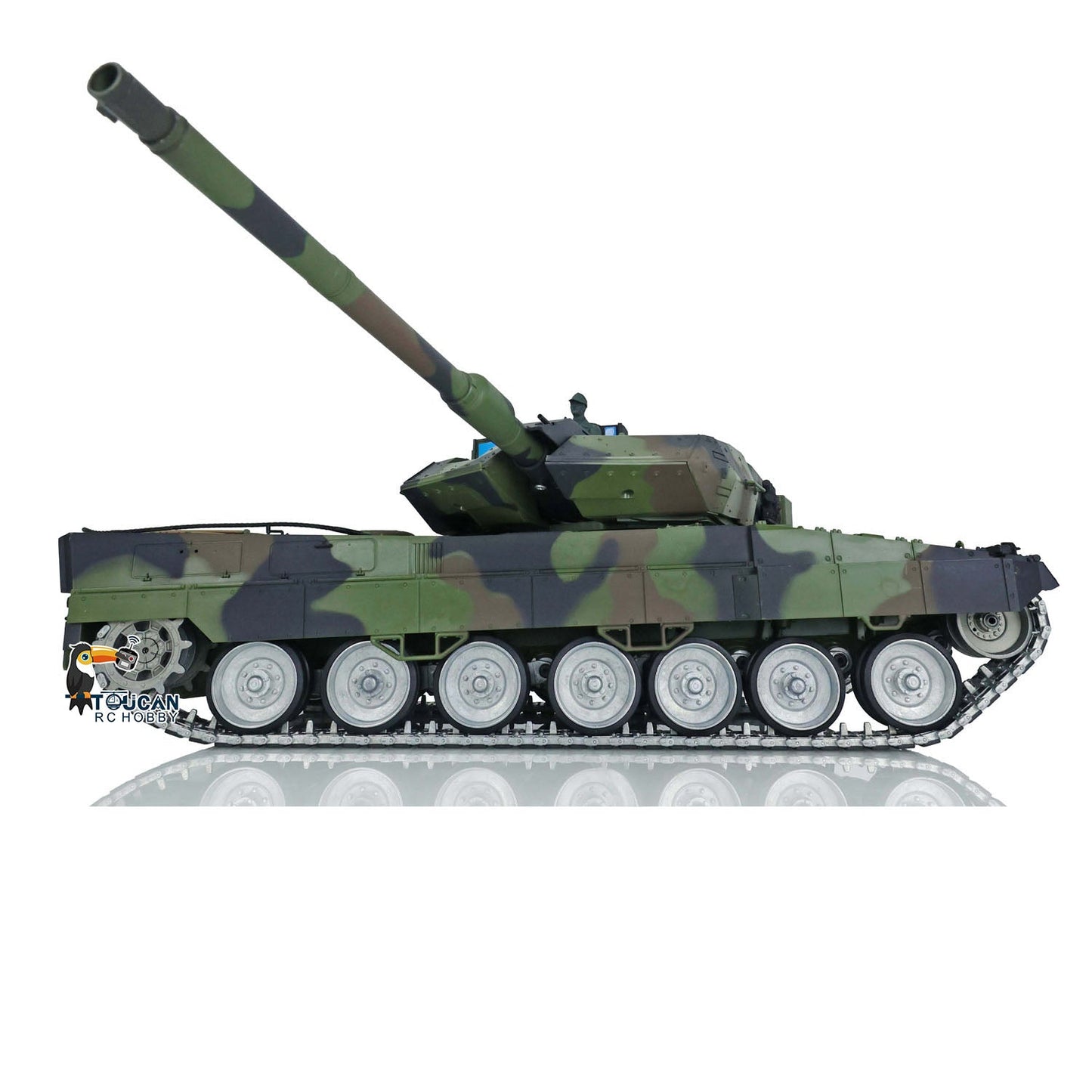TOUCAN RC HOBBY Henglong 1/16 TK7.0 Leopard2A6 RTR RC Tank 3889 with Barrel Recoil BB IR Smoke Metal Single Rubber Tracks Gearbox Sprockets Idlers Road Wheels