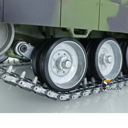 TOUCAN RC HOBBY Henglong 1/16 TK7.0 Leopard2A6 RTR RC Tank 3889 with Barrel Recoil BB IR Smoke Metal Single Rubber Tracks Gearbox Sprockets Idlers Road Wheels