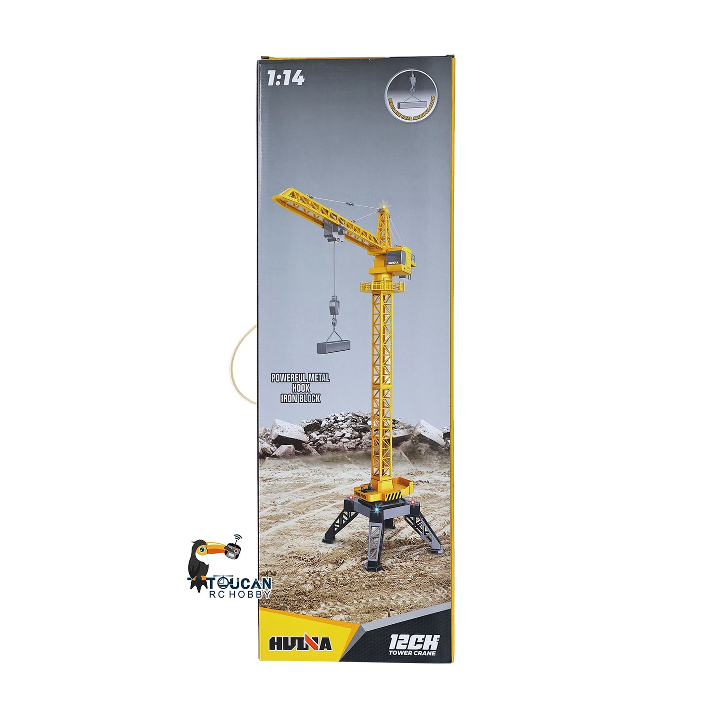 HUINA Radio Lifting Tower Crane Model 1/14 Ready-To-Go 12CH 585 2.4G Remote Controller Battery Movable Crane Body Rotary