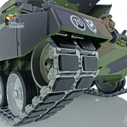 TOUCAN RC HOBBY Henglong 1/16 TK7.0 Leopard2A6 RTR RC Tank 3889 with Barrel Recoil BB IR Smoke Metal Single Rubber Tracks Gearbox Sprockets Idlers Road Wheels