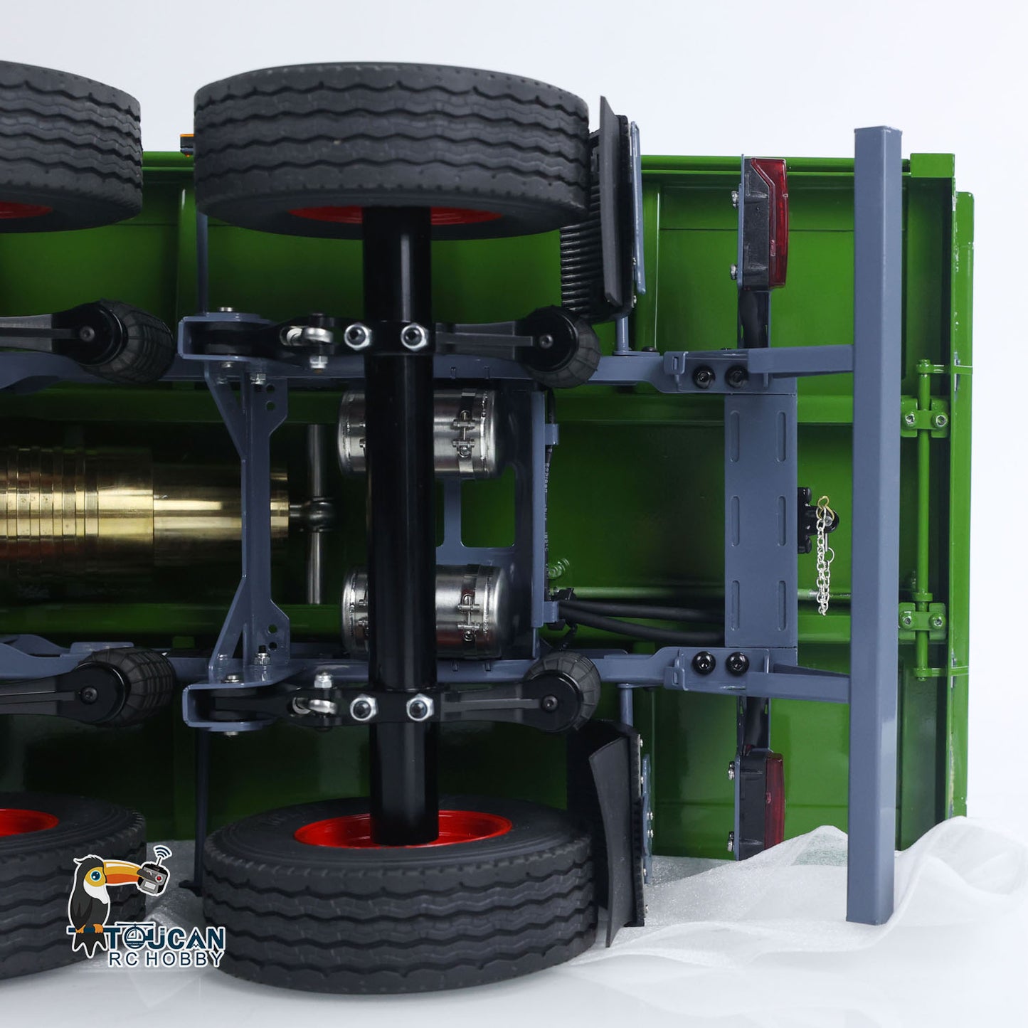 LESU A0051 1/14 Metal Hydraulic RC Full Trailer with Electric Support Legs LED Lights for RC Tractor Trucks Backyard Fun