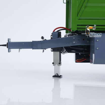 LESU A0051 1/14 Metal Hydraulic RC Full Trailer with Electric Support Legs LED Lights for RC Tractor Trucks Backyard Fun