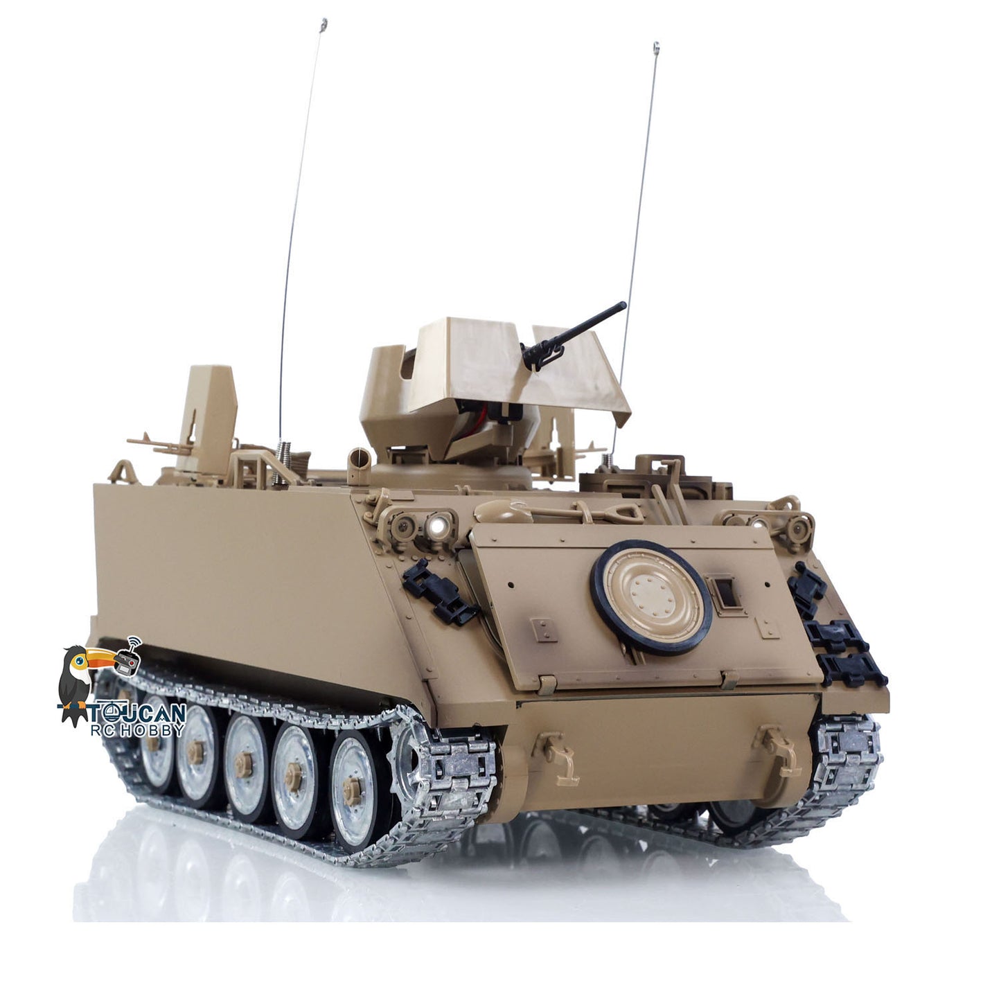 TD Metal 1/16 RC Tank M113A1 Pro Edition Remote Control Electronic Toy 360 Turret Rotation Infrared Combat System Smoke Unit Light Sound Adjustable Tracks Metal Wheels Gearboxes Battery