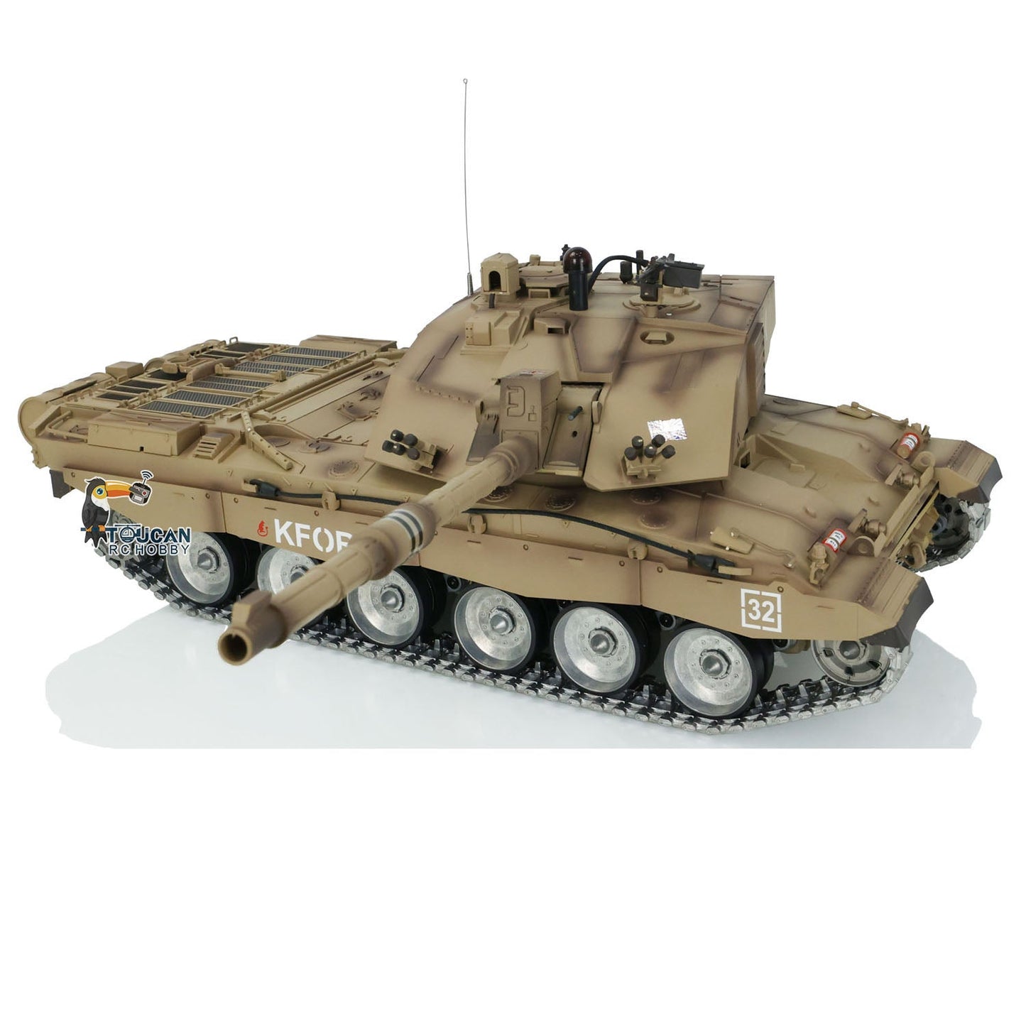 TOUCAN RC HOBBY Henglong 1/16 TK7.0 Customize 3908 Challenger II RTR RC Tank FPV 360 Degrees Turret IR BB Smoke Metal Tracks Road Drive Idler Wheels