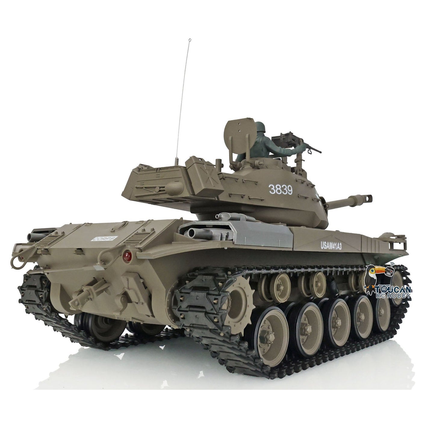 TOUCAN RC HOBBY Henglong 1/16 TK7.0 Plastic 3838 USA M26 Pershing 3839 Walker Bulldog M41A3 RTR RC Tank Armored Vehicle Model IR BB 360 Degrees Turret Smoke