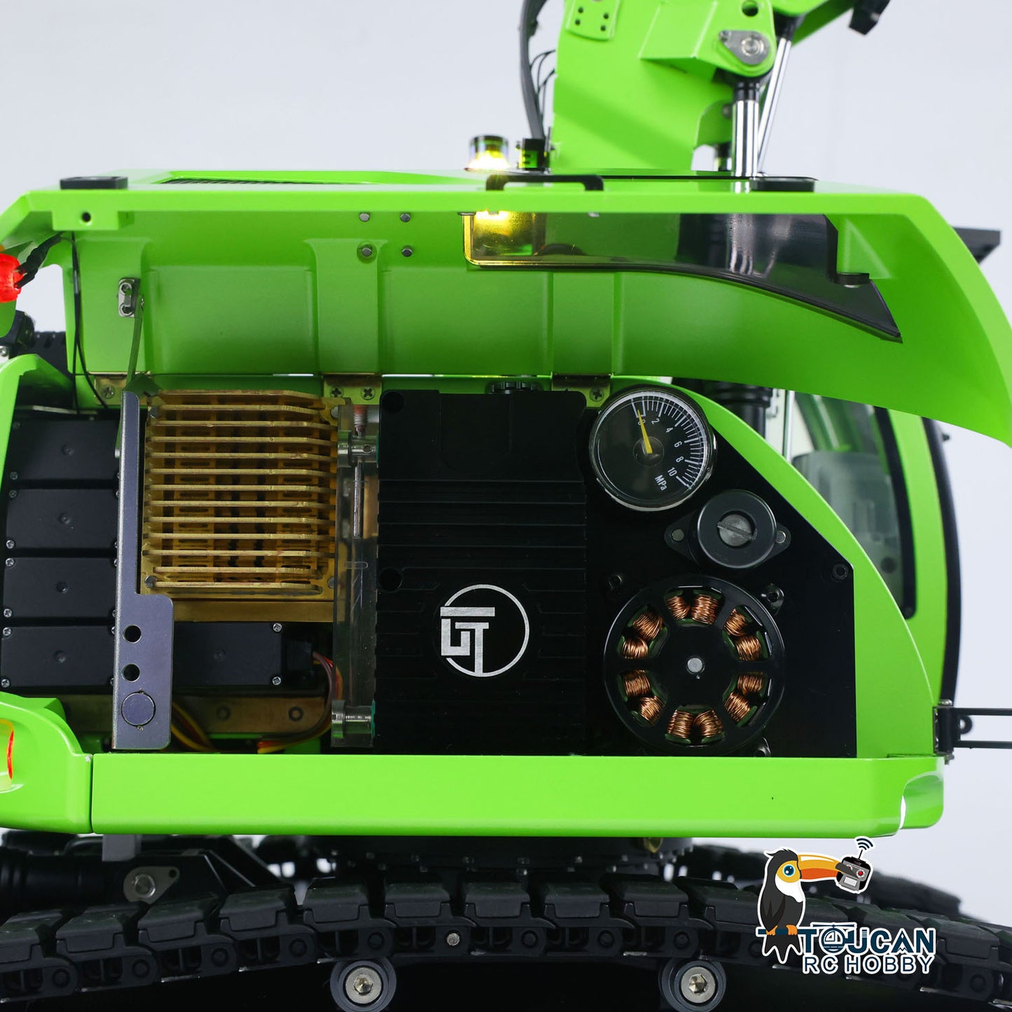 TOUCAN RC HOBBY CUT RC Hobby LR914 1/14 Metal RTR RC Hydraulic Excavator 3 Arms 5-Way Valve Quick Release Coupler FrSky X14 Controller Light Sound Display Screen for Digger Enthusiast