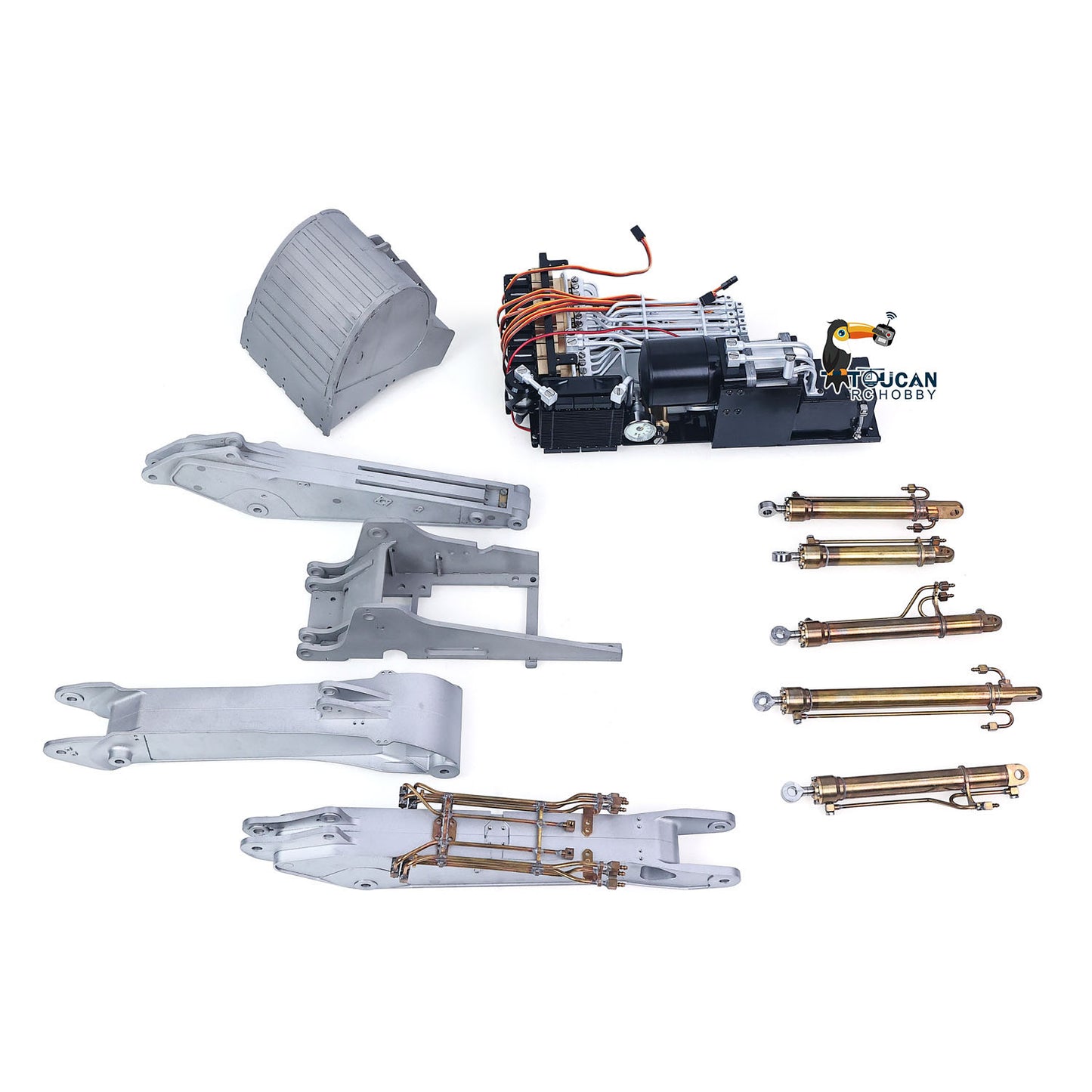 LESU Aoue LR945 1/14 Metal RC Hydraulic Excavator B0017 KIT/PNP CNC 7CH Valve 3-arm Digger LED Lights Electronic Display for Professional Construction Truck Model Collectors DIY