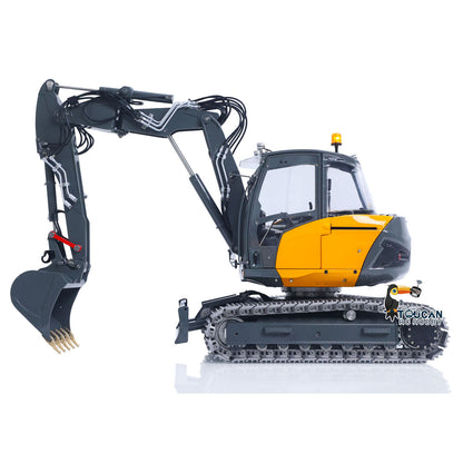 RTR LESU 1/14 Metal RC Hydraulic Excavator MC15 4Arms Remote Control Digger 15MC 9 Valves Dual Pumps Light Sound PL18EV Lite