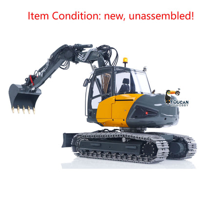 In Stock LESU MC15 4 Arms Metal 1/14 Hydraulic Remote Control Excavator KIT Model RC Digger Dual Pumps 9 Ways Valve Light Sound Motor