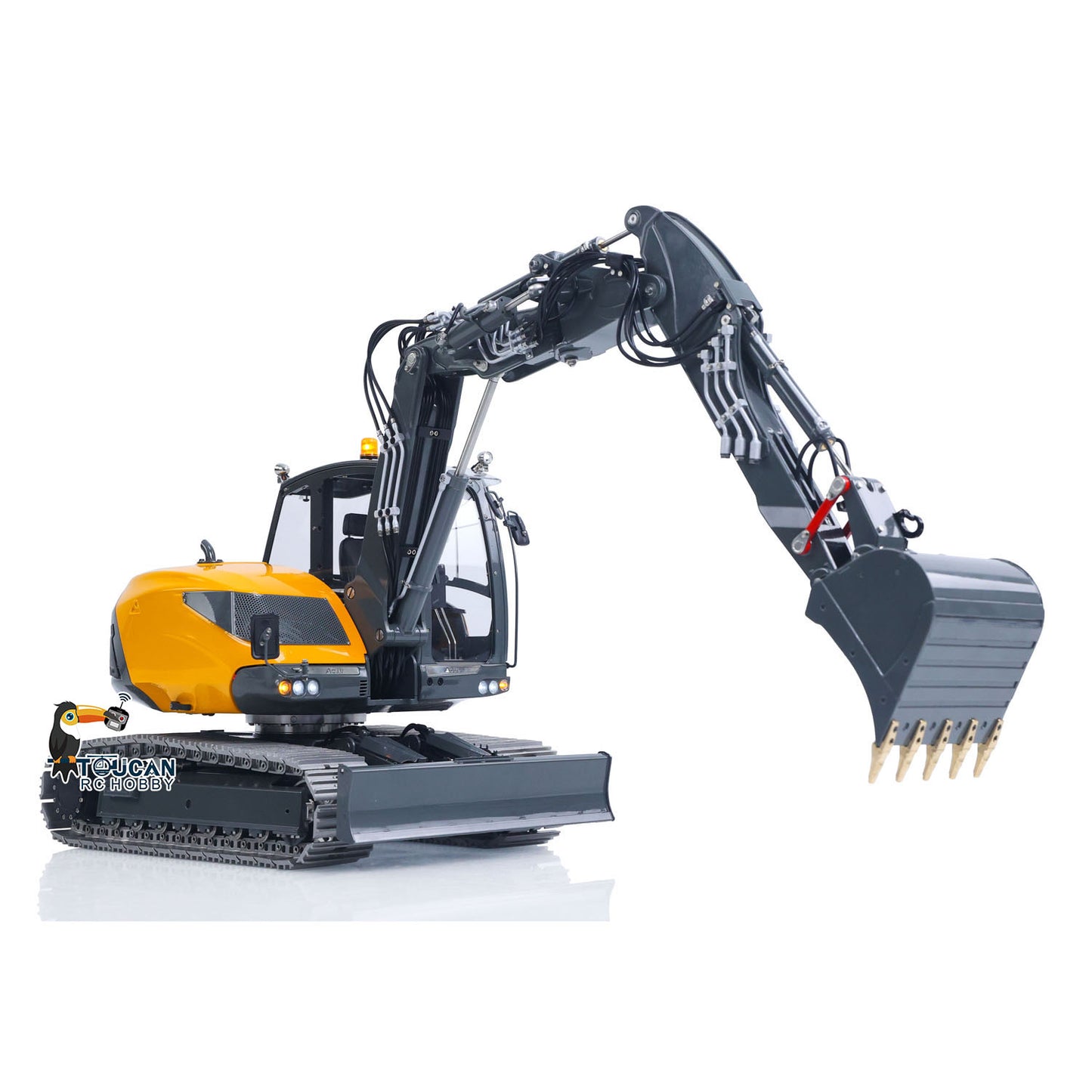 RTR LESU 1/14 Metal RC Hydraulic Excavator MC15 4Arms Remote Control Digger 15MC 9 Valves Dual Pumps Light Sound PL18EV Lite