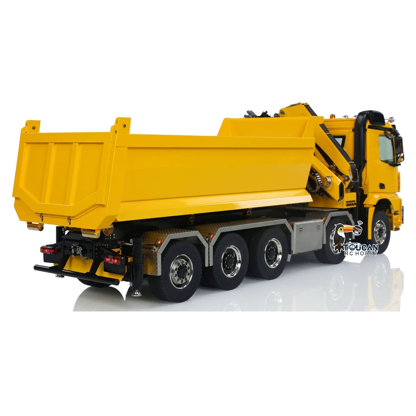 1:14 10*10 RC Hydraulic Crane Full Dump Metal Lorry Rear Axle Steering with U-shaped Short High Standard Bucket Timber Flatbed