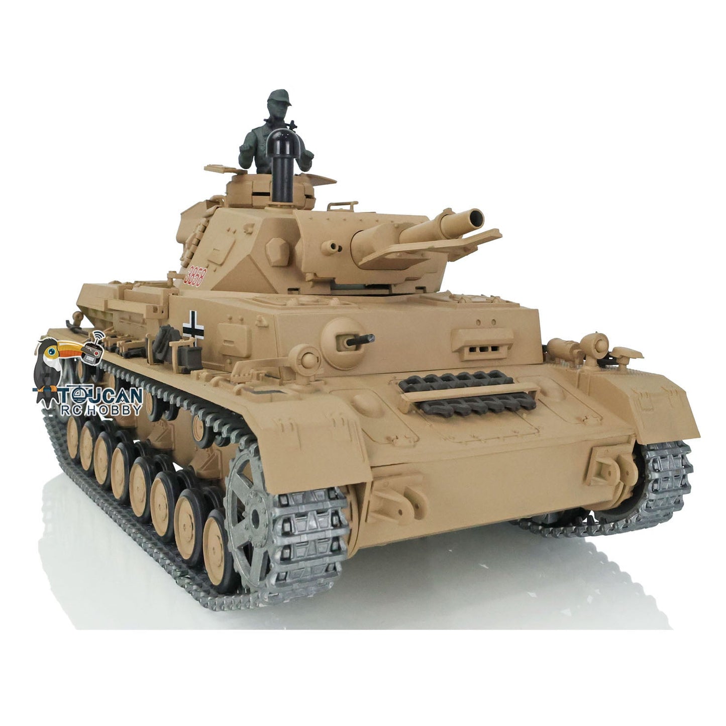 TOUCAN RC HOBBY Henglong 1/16 TK7.0 Promotion German Panzer IV F 3858 RTR RC Tank 360 Degrees Turret Smoke IR BB Metal Barrel Sprockets Idlers Wheels Tracks Gearbox