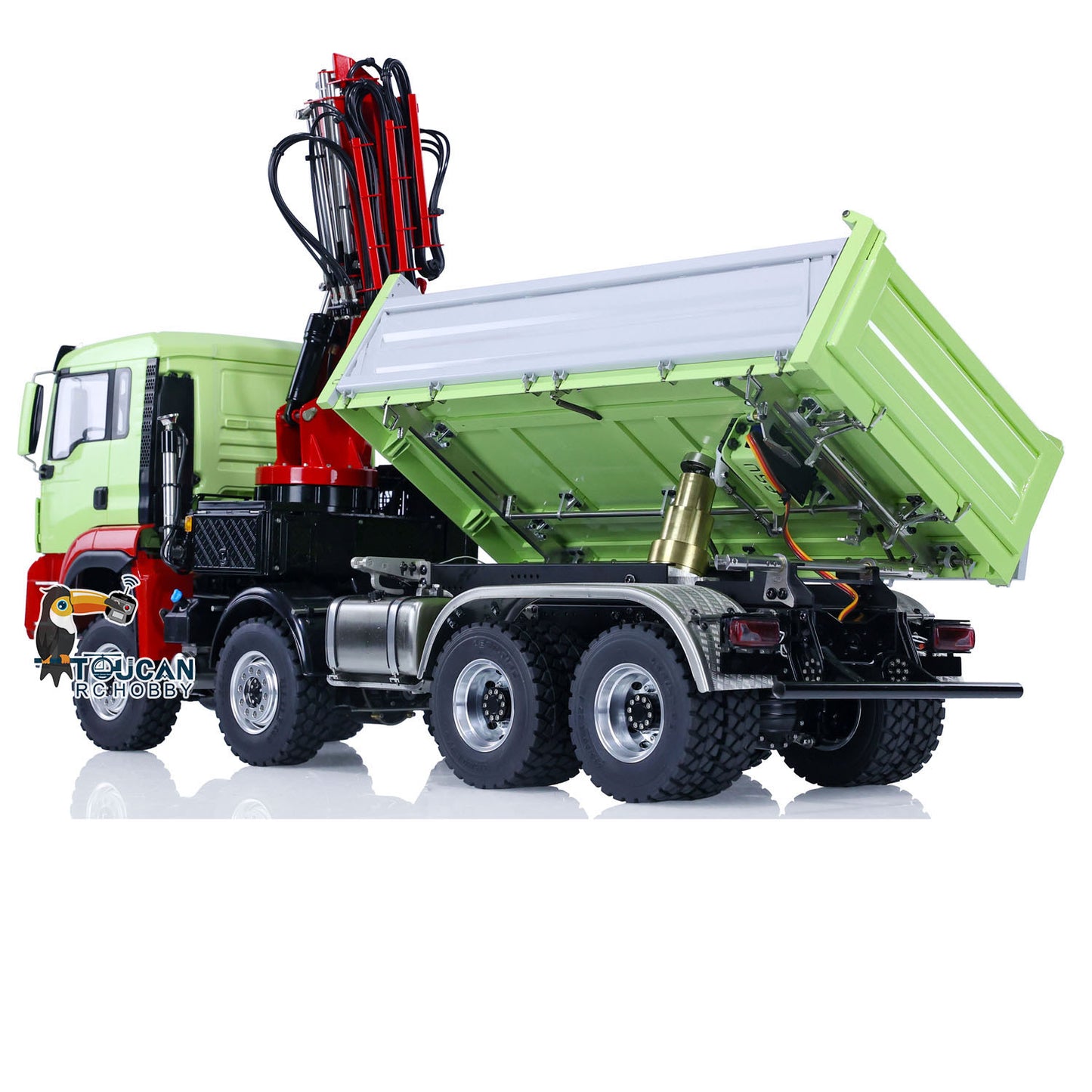 LESU 1/14 8X8 RC Hydraulic 3-Ways Dumper Truck for Remote Control Crane 2Speed Gearbox Tipper W/ Sound Light ESC Servo