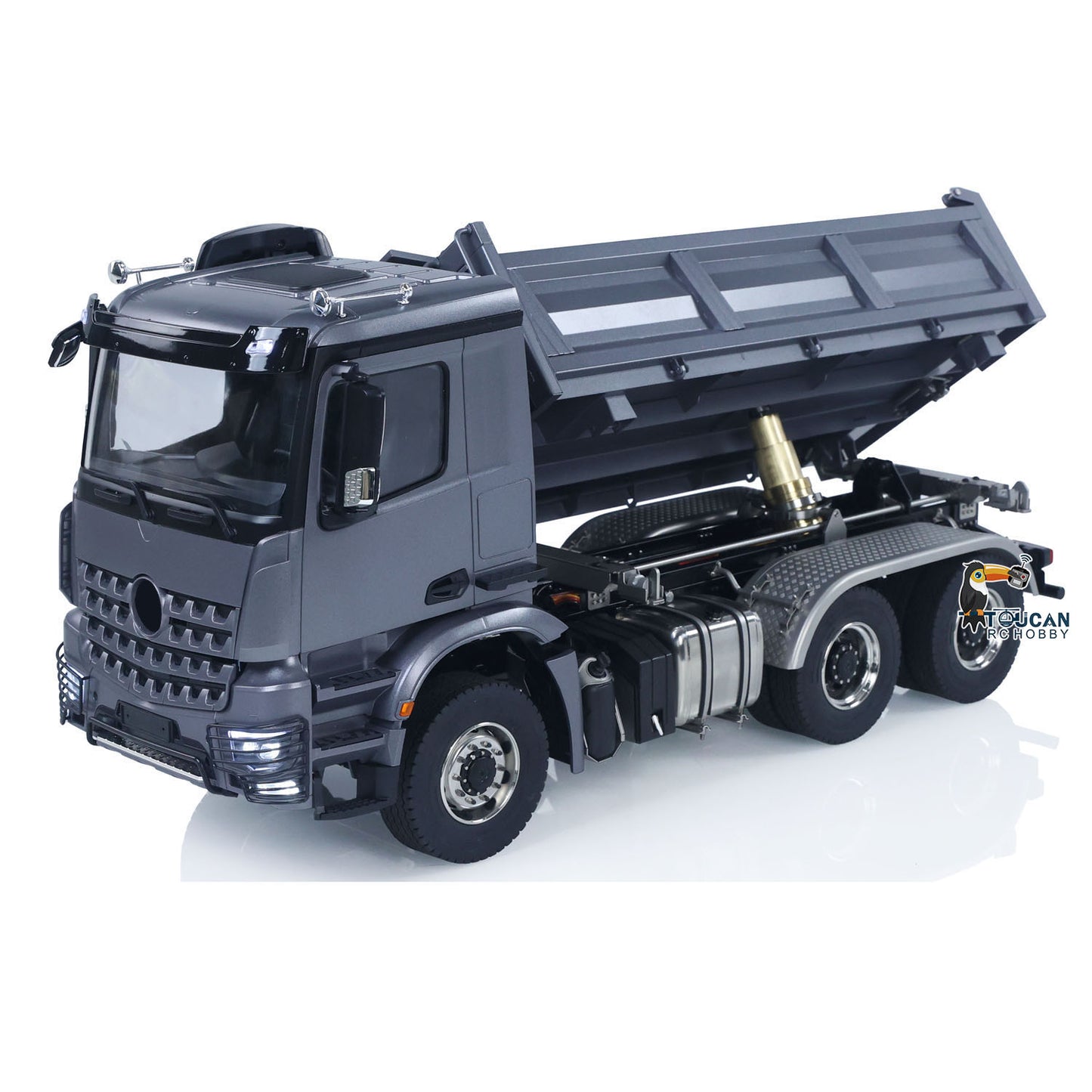 In Stock 1/14 6x6 TOUCAN Hydraulic RC Dump Truck Metal Radio Controlled Tipper Car Differential Lock Light Sound FlySky I6S