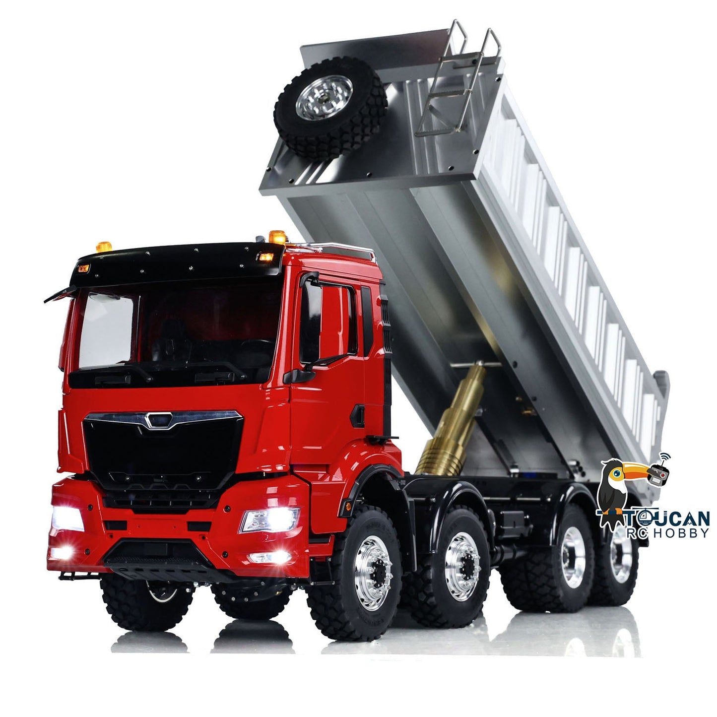 Customized LESU 1/14 RTR RC Hydraulic Dump Truck Metal Cabin Chassis 8X8 Sound Lights Smoke Assembled and Painted FS I6S Motor Servo ESC