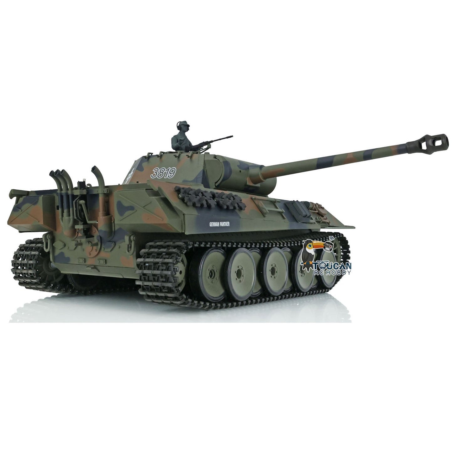 TOUCAN RC HOBBY Henglong TK7.0 1/16 Plastic German Panther RTR RC Tank 3819 FPV 360 Degrees Turret BB IR Smoke Sounds Lights Metal Steel Driving Gearbox