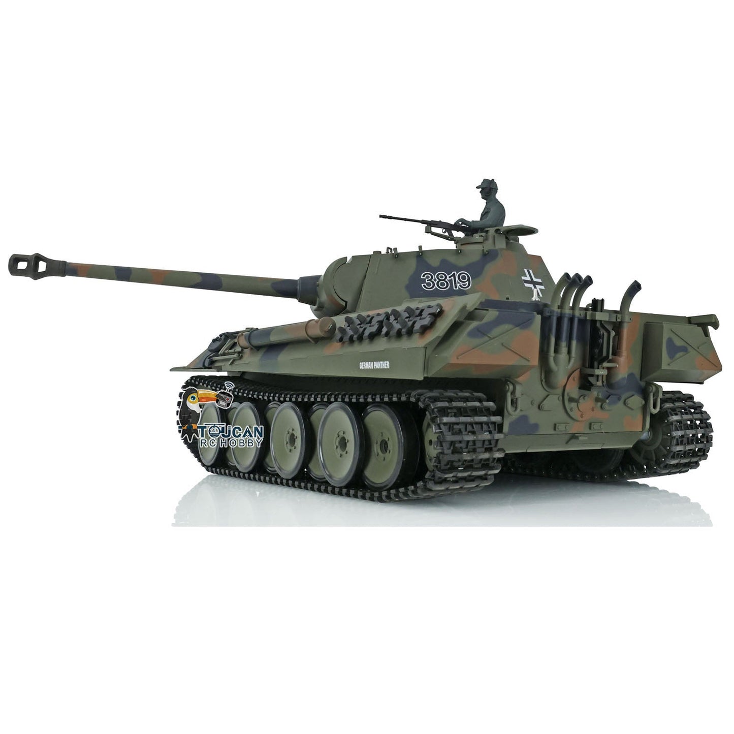TOUCAN RC HOBBY Henglong TK7.0 1/16 Plastic German Panther RTR RC Tank 3819 FPV 360 Degrees Turret BB IR Smoke Sounds Lights Metal Steel Driving Gearbox
