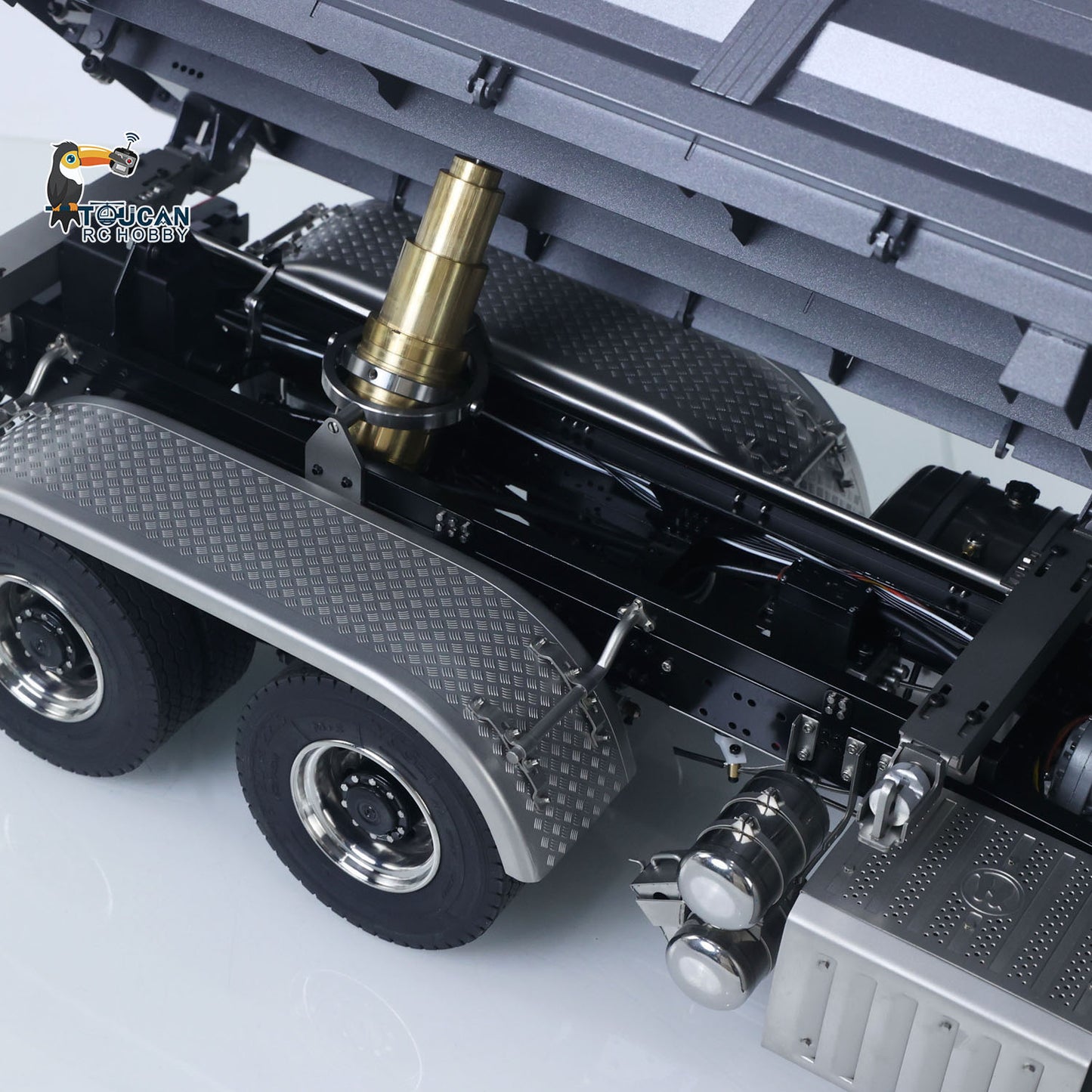 In Stock 1/14 6x6 TOUCAN Hydraulic RC Dump Truck Metal Radio Controlled Tipper Car Differential Lock Light Sound FlySky I6S