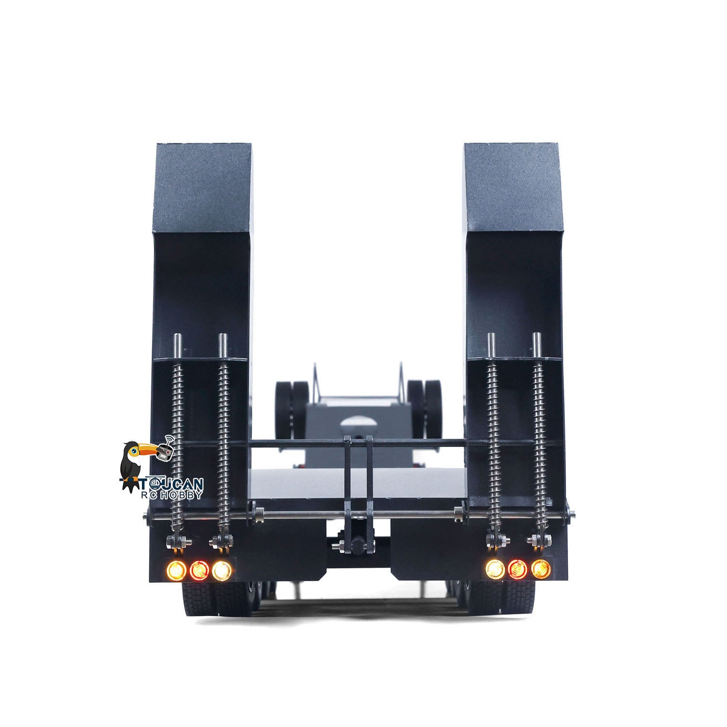 Metal 4 Axles Trailer for 1/14 JDM 189 RC Tractor Remote Controlled Semi-Trailer Truck with Electric Tail-board Painted Assembled