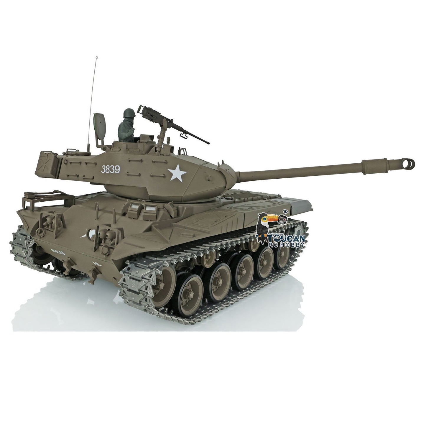 TOUCAN RC HOBBY Henglong 1/16 TK7.0 3838 USA M26 Pershing 3839 Walker Bulldog M41A3 RTR RC Tank 360 Degrees Turret IR BB Smoke Metal Sprockets Tracks Gearbox