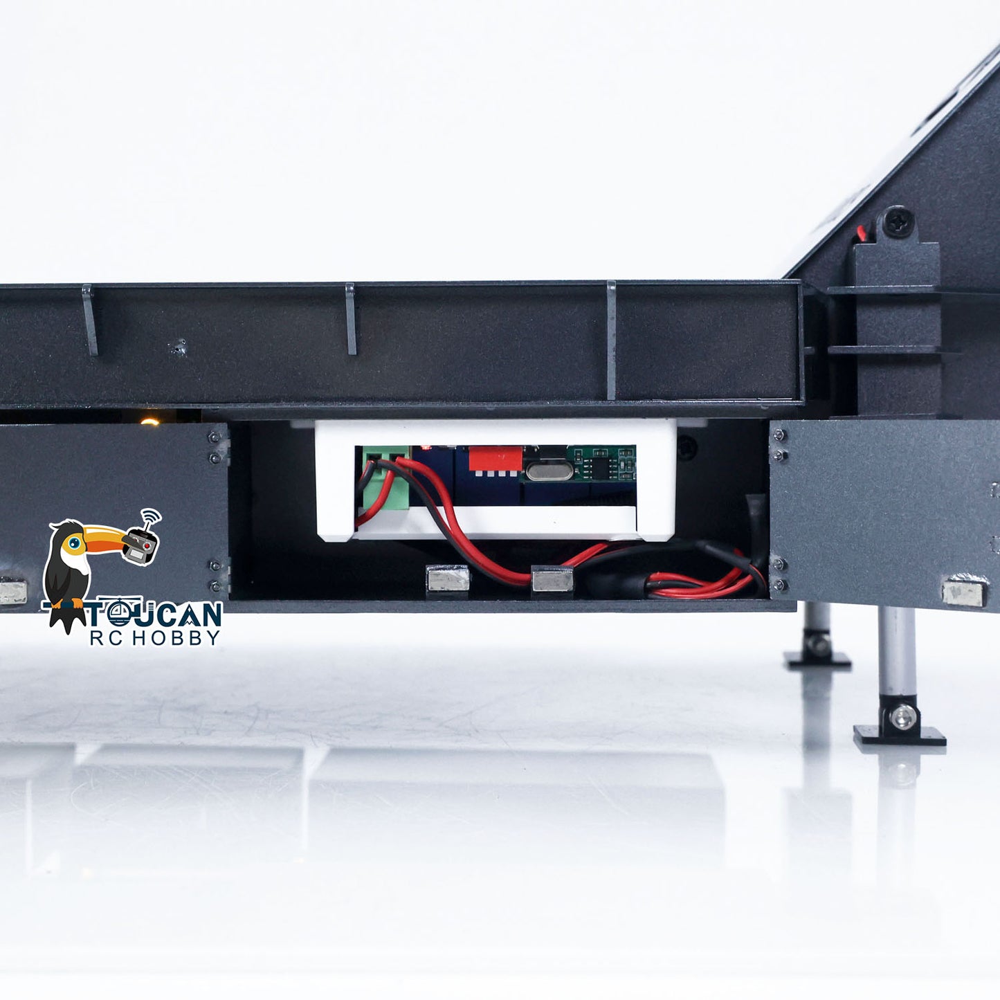 Metal 4 Axles Trailer for 1/14 JDM 189 RC Tractor Remote Controlled Semi-Trailer Truck with Electric Tail-board Painted Assembled