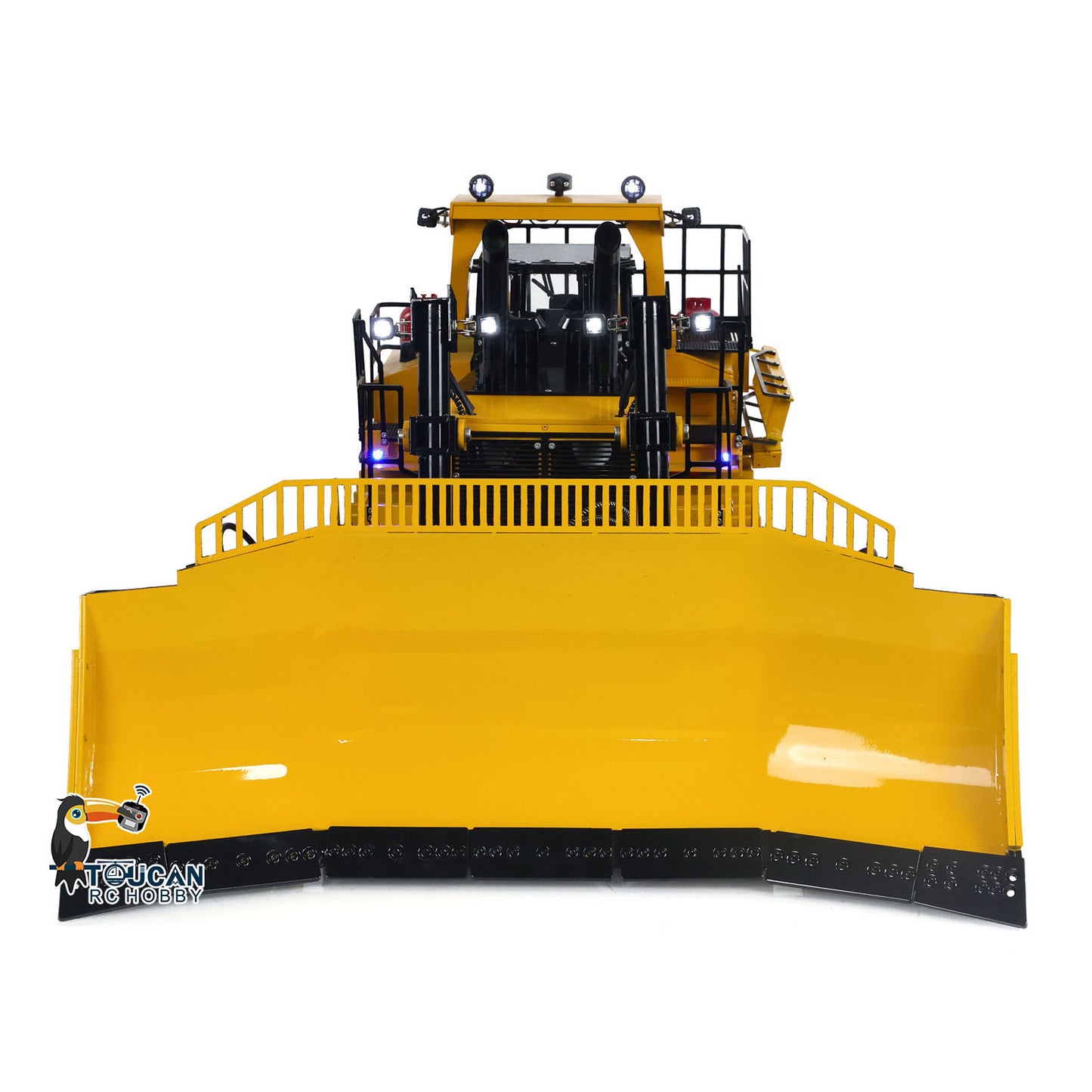 TOUCAN RC HOBBY D11T 1/14 Metal RC Hydraulic Bulldozer RTR 5-Way Valve 3 Rear Plows PL18EV Remote Controller Smoke Light Sound for Collectors