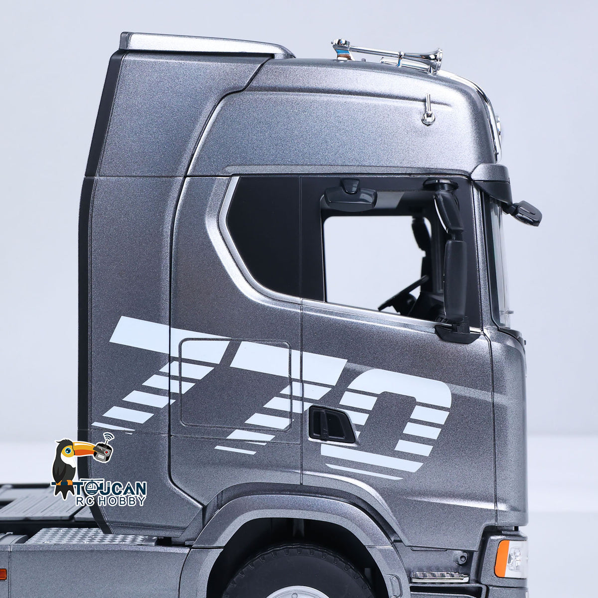 TOUCAN RC HOBBY HUINA 770S 1/18 Remote Control Tractor Truck Electric Support Legs Tail Board 3Axle Plastic Semi Flatbed Trailer RTR Light System