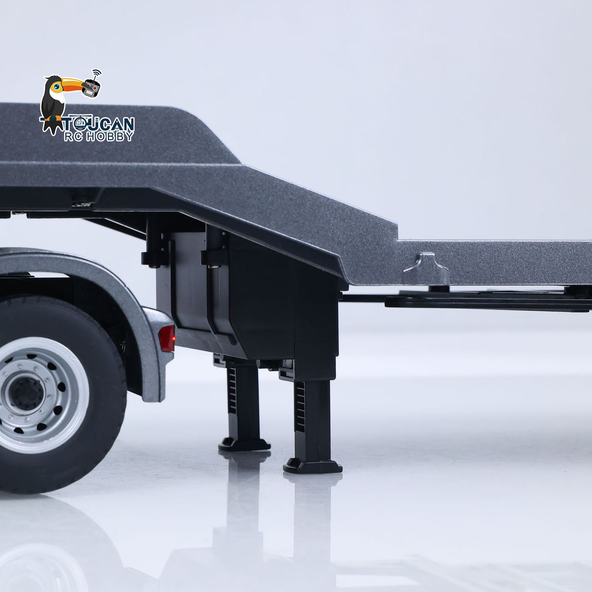 TOUCAN RC HOBBY US Stock HUINA 770S 1/18 Remote Control Tractor Truck Electric Support Legs Tail Board 3Axle Plastic Semi Flatbed Trailer RTR Model