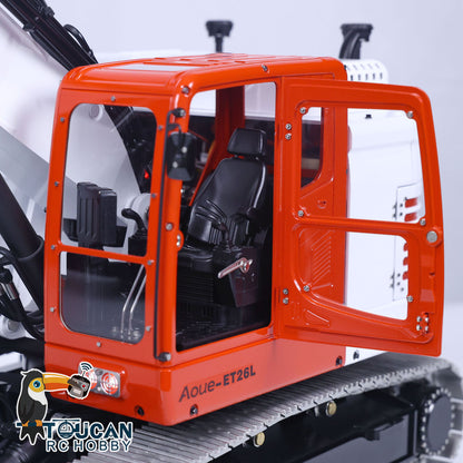 TOUCAN RC HOBBY LESU AOUE ET26L 1/14 Metal RC Hydraulic Excavator B0012 RTR Short Tail 3-Arm Tracked Digger Construction Model Light FlySky PL18EV Controller for Hobby Collectors