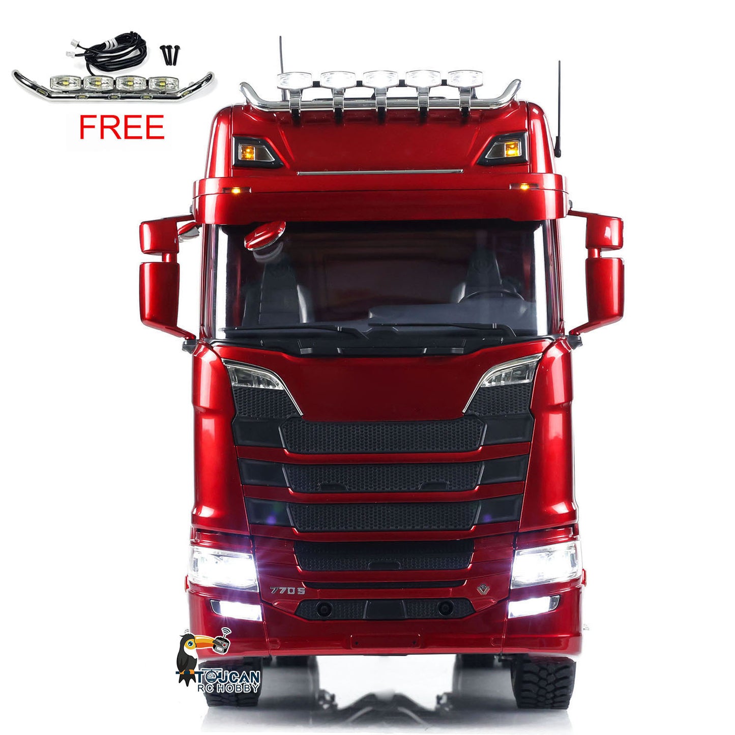 TOUCAN RC HOBBY MD 1/14 6x6 Metal RC Tractor Truck 770S Remote Control Car Model 2 Speed Transmission Metal Chassis FlySky ST8  CNC Differential Lock Axles Sound Light Motor Servo ESC