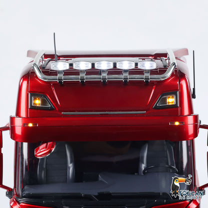 MD 1/14 6x6 Metal RC Tractor Truck 770S Remote Control Car Model 2 Speed Transmission Metal Chassis FlySky ST8  CNC Differential Lock Axles Sound Light Motor Servo ESC