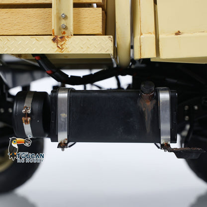 LESU UM406 1/10 Metal RC Off-Road Vehicle 2-Speed Transmission Winch Alloy Wheel Hubs Sound Light System FS I6S Controller for Outdoor Hobbyists