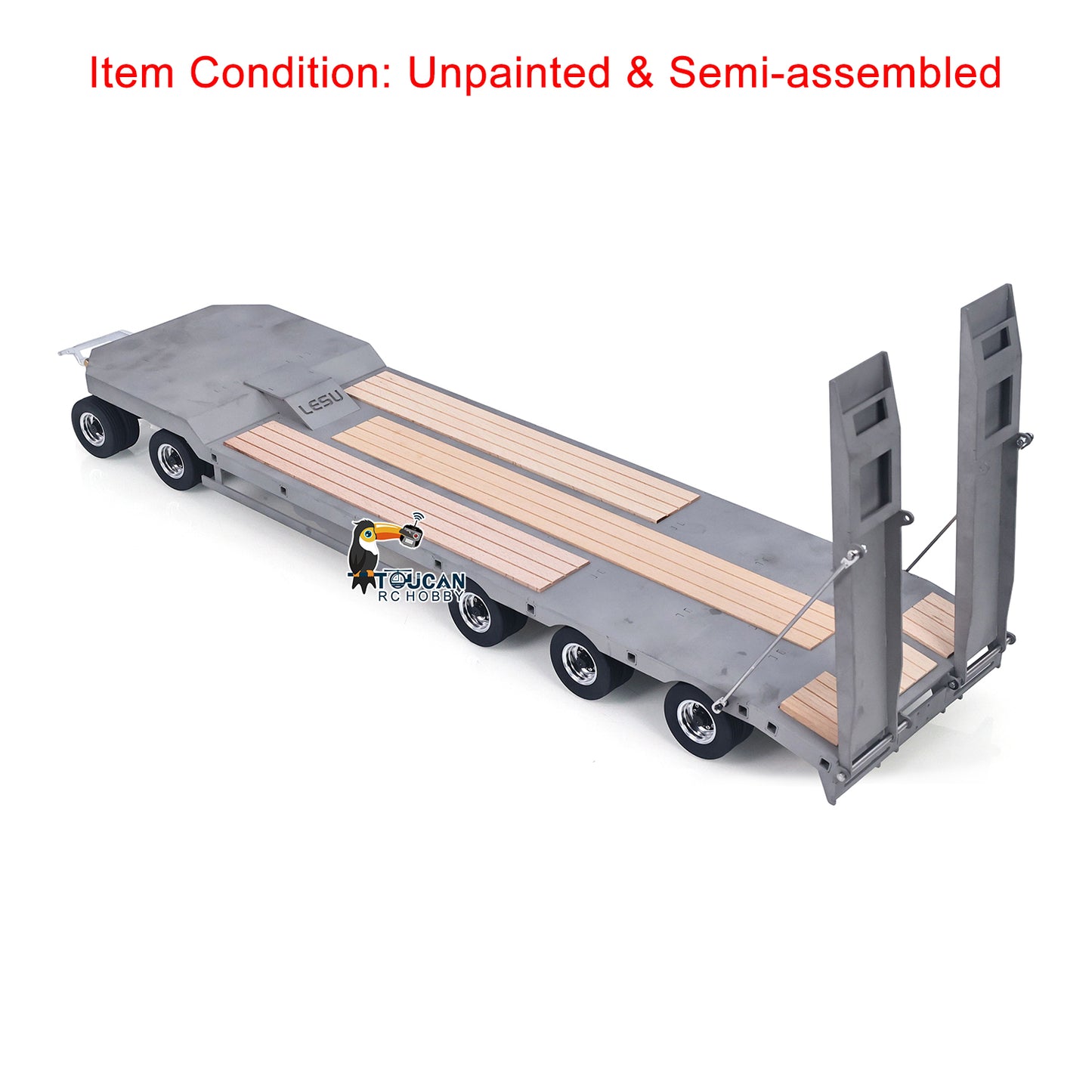LESU 1/14 Metal RC Flatbed Trailer Transport Vehicle for RC Tractor Truck Model Remote Control Construction Enthusiasts