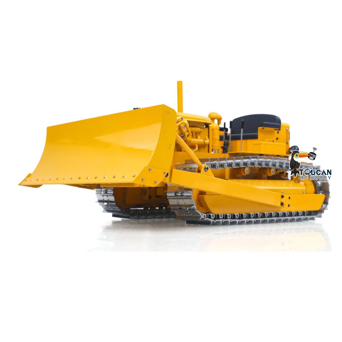 US Stock Metal 1/14 RC Hydraulic Bulldozer D7 Remote Control Dozer Model Engineering Vehicle Flysky Radio Light Sound System Battery