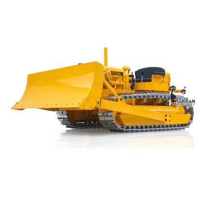 US Stock Metal 1/14 RC Hydraulic Bulldozer D7 Remote Control Dozer Model Engineering Vehicle Flysky Radio Light Sound System Battery