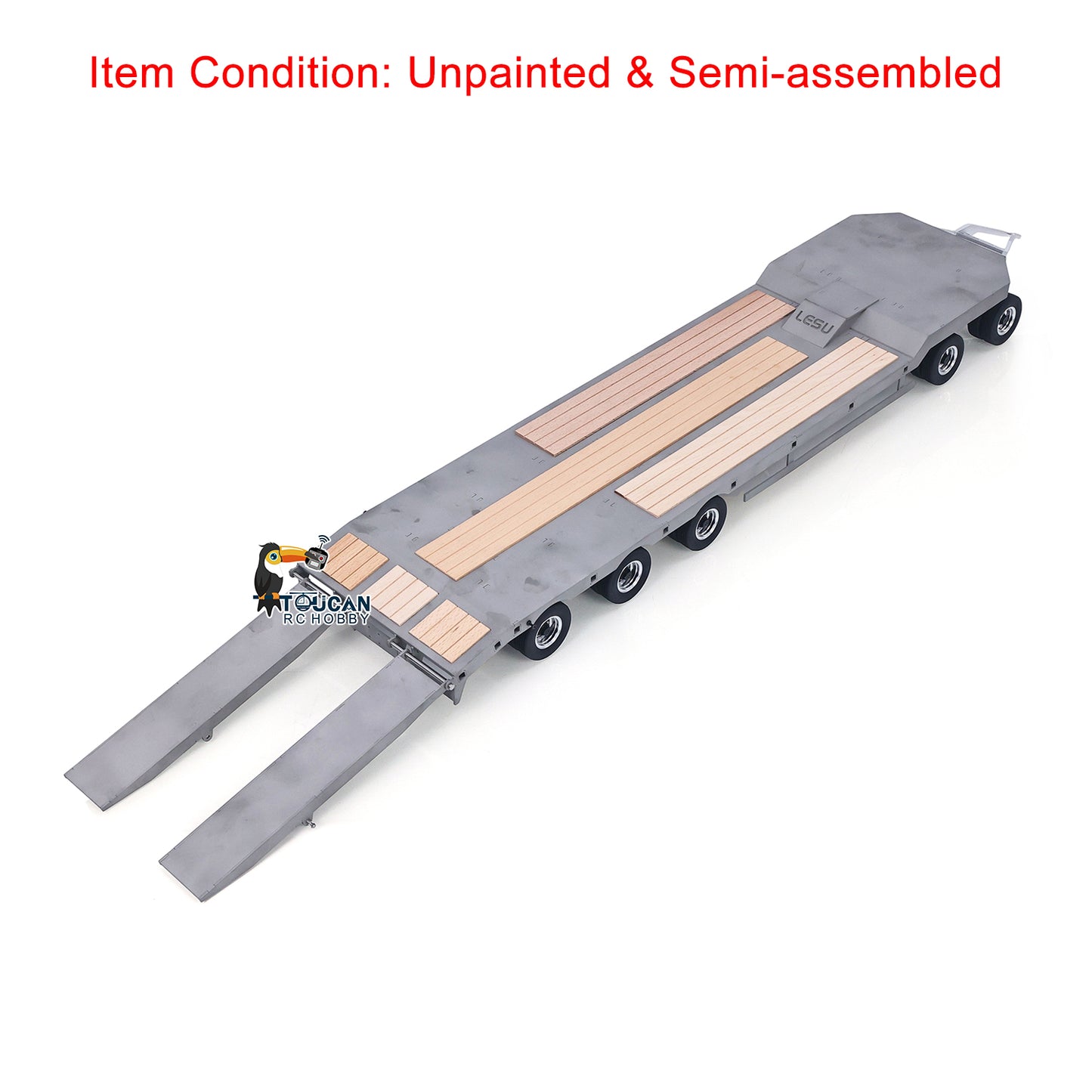 LESU 1/14 Metal RC Flatbed Trailer Transport Vehicle for RC Tractor Truck Model Remote Control Construction Enthusiasts