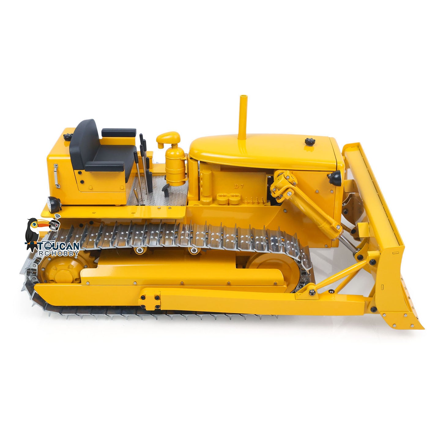 In Stock Metal 1/14 RC Bulldozer D7 Remote Control Dozer Model Hydraulic Construction Vehicles Truck Flysky Radio CNC Light Sound Battery
