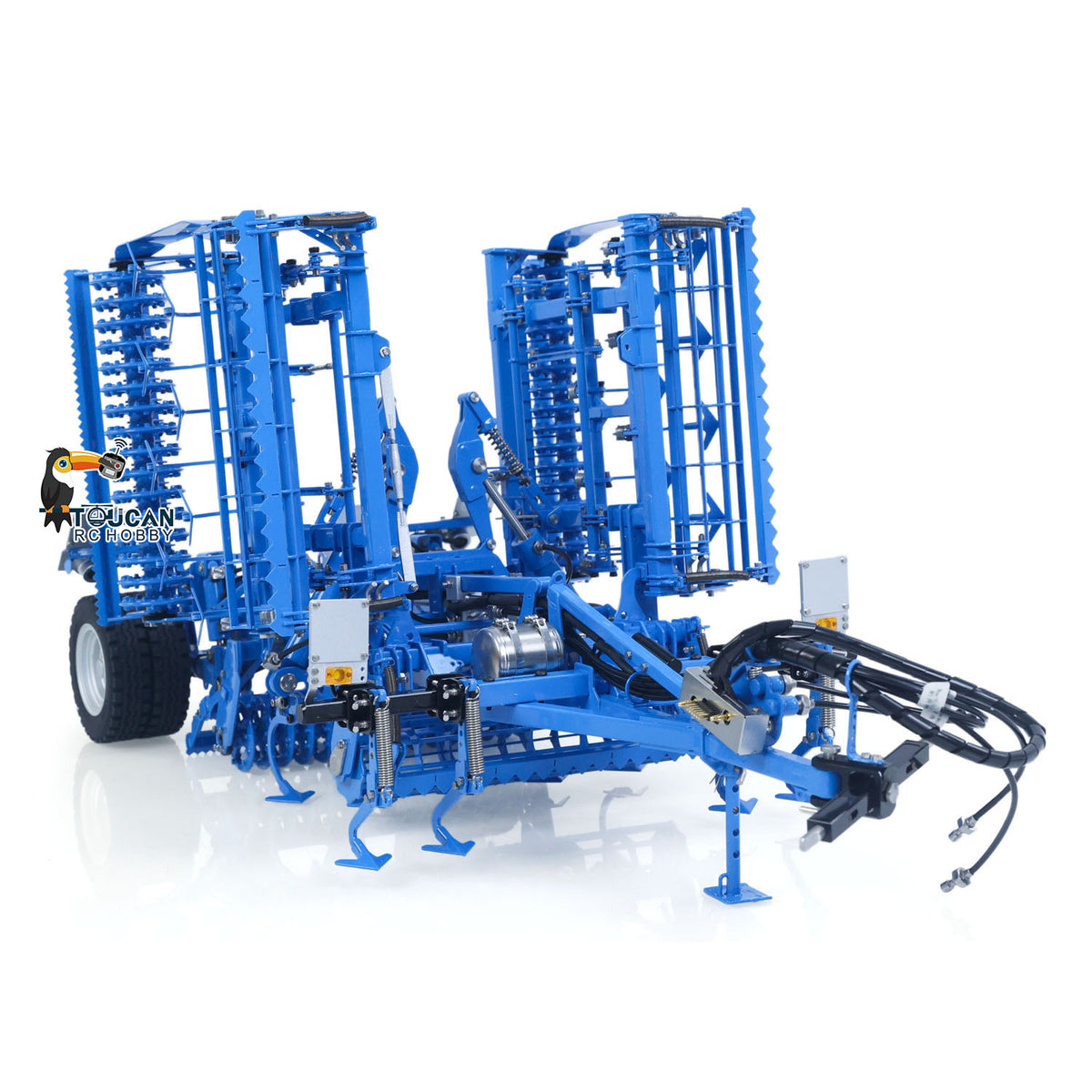TOUCAN RC HOBBY LESU Metal 1/14 RC Tractor Truck AOUE 1050 4x4 Hydraulic Farm vehicle K500 Seedbed Pre-sowing Soil Preparation Planter Plough Light Sound