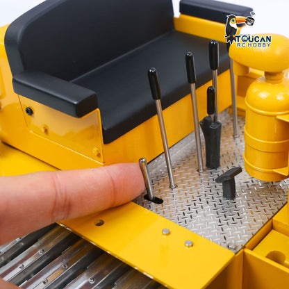 Fast Free Shipping for EU Metal 1/14 RC Hydraulic Bulldozer D7 Remote Control Dozer Model Engineering Vehicle Flysky Radio Light Sound System Battery