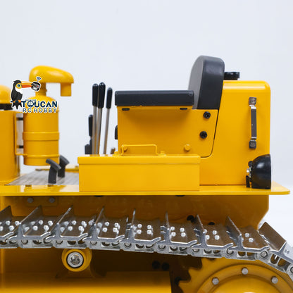 Fast Free Shipping for EU Metal 1/14 RC Hydraulic Bulldozer D7 Remote Control Dozer Model Engineering Vehicle Flysky Radio Light Sound System Battery