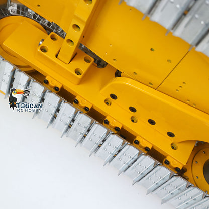 US Stock Metal 1/14 RC Hydraulic Bulldozer D7 Remote Control Dozer Model Engineering Vehicle Flysky Radio Light Sound System Battery