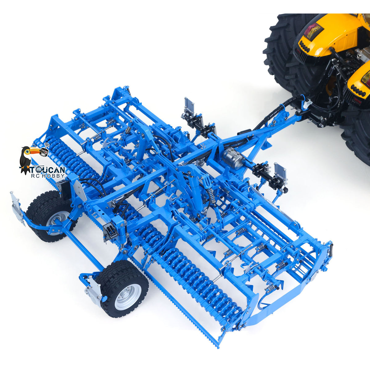 TOUCAN RC HOBBY LESU Metal 1/14 RC Tractor Truck AOUE 1050 4x4 Hydraulic Farm vehicle K500 Seedbed Pre-sowing Soil Preparation Planter Plough Light Sound