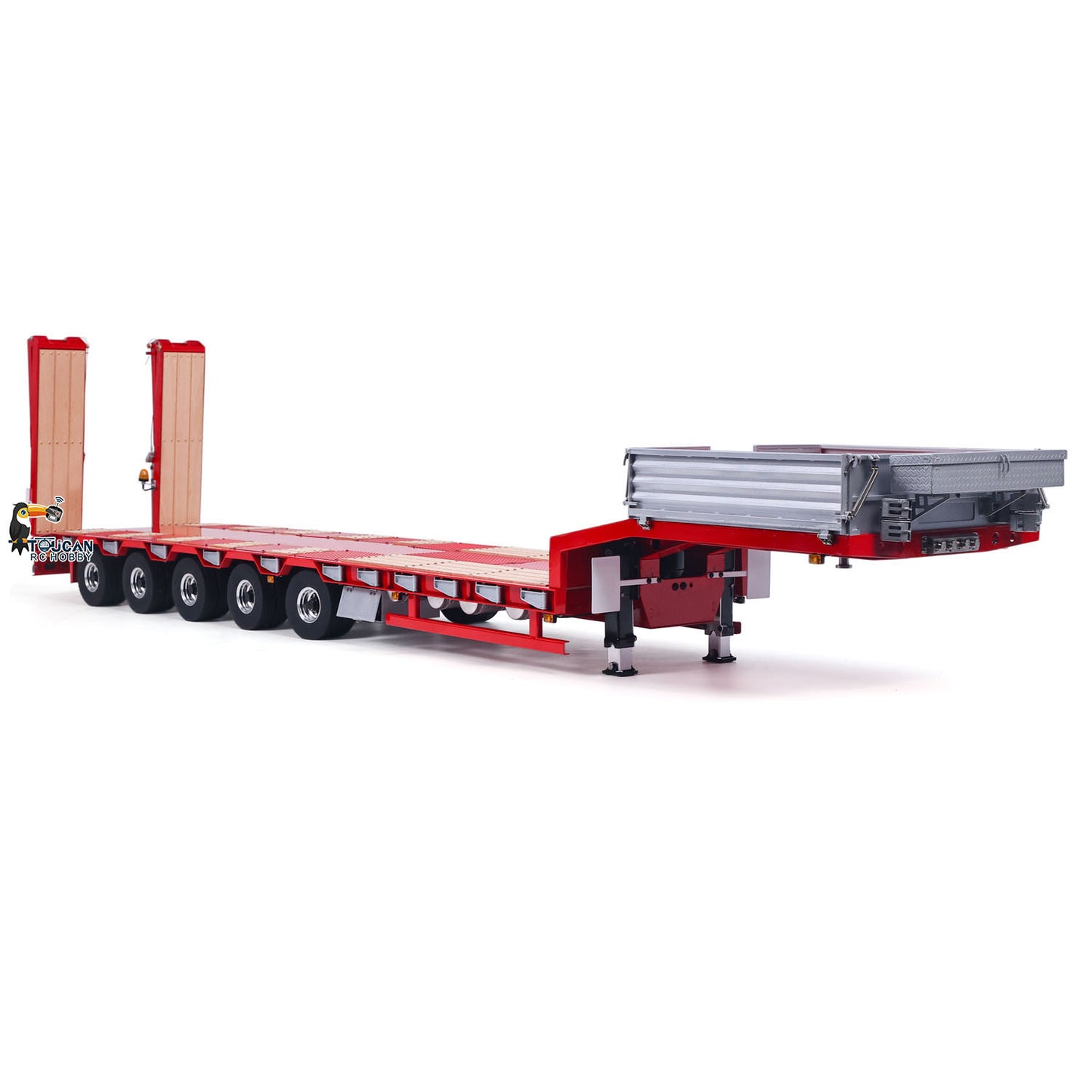 LESU A0055 1/14 Metal Hydraulic Lifting RC Trailer with 5 Axles Steering Electric Support Legs for RC Tractor Truck Model Weekend Outdoor Fun